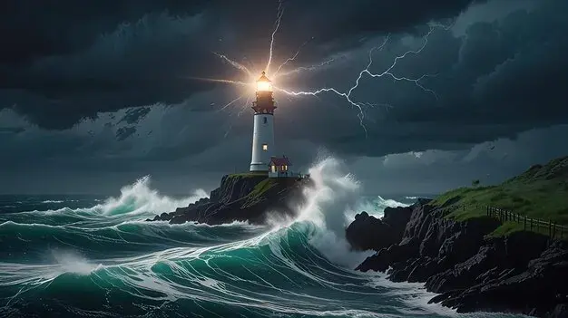 Storm Lighthouse – Guiding Light Through Chaos