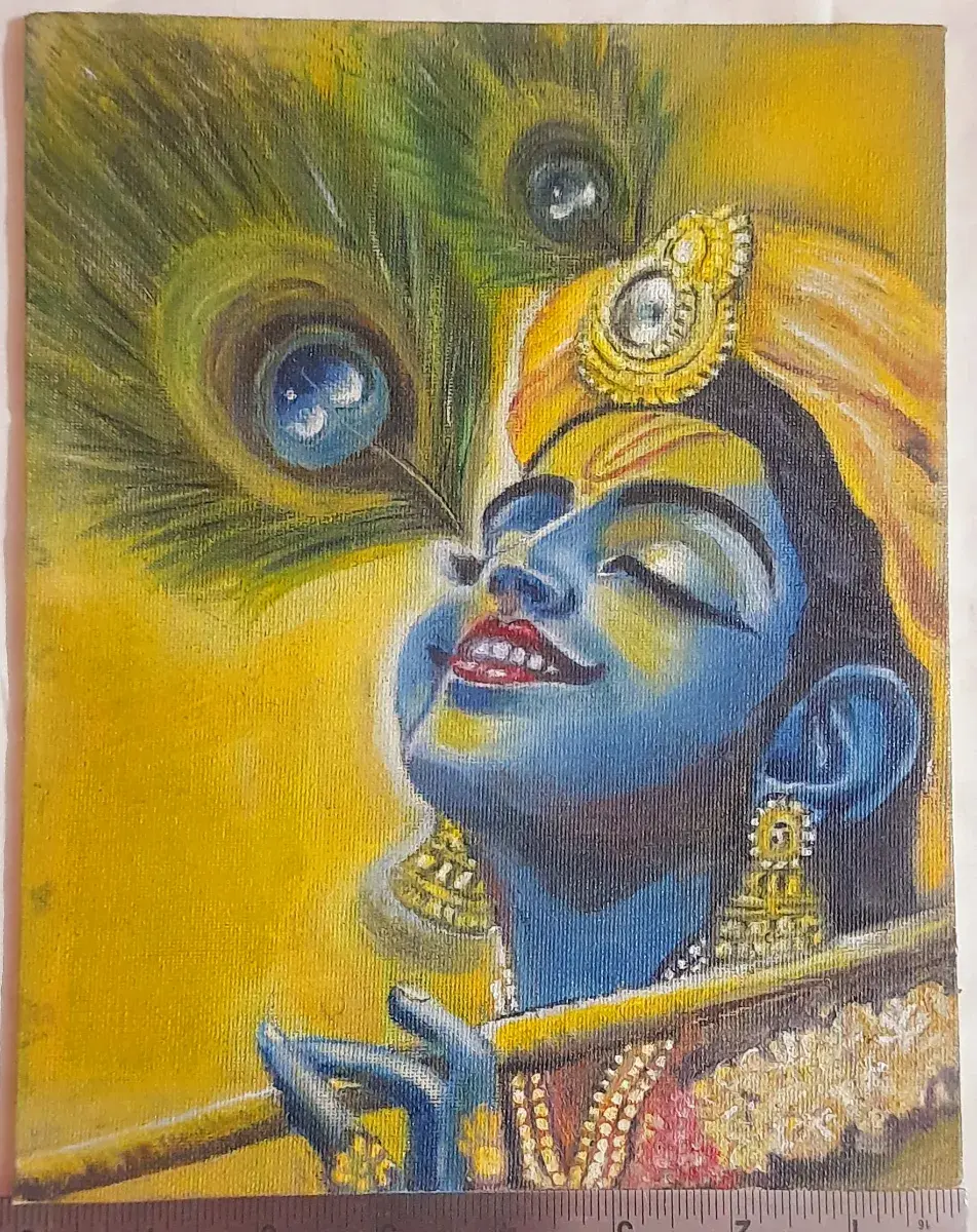  Shree Krishna art ( oil painting on canvas board