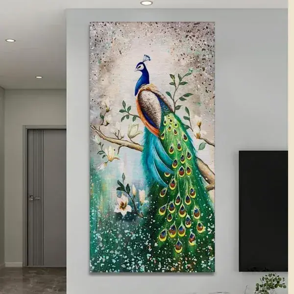 Emerald Majesty – Peacock in Blooming Serenity best gift 🧧