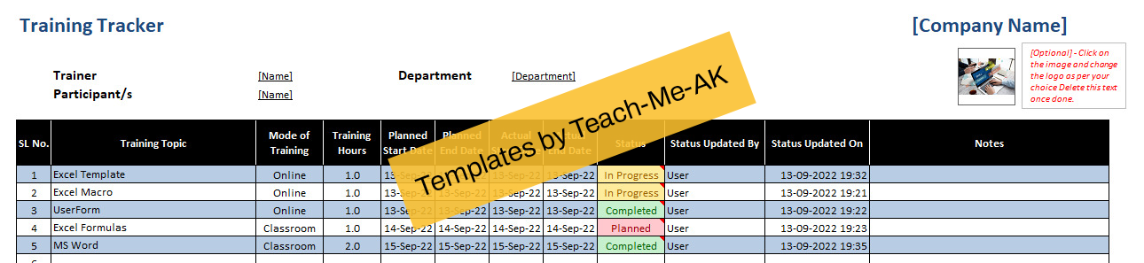 Employee Training Tracker (Microsoft Excel)