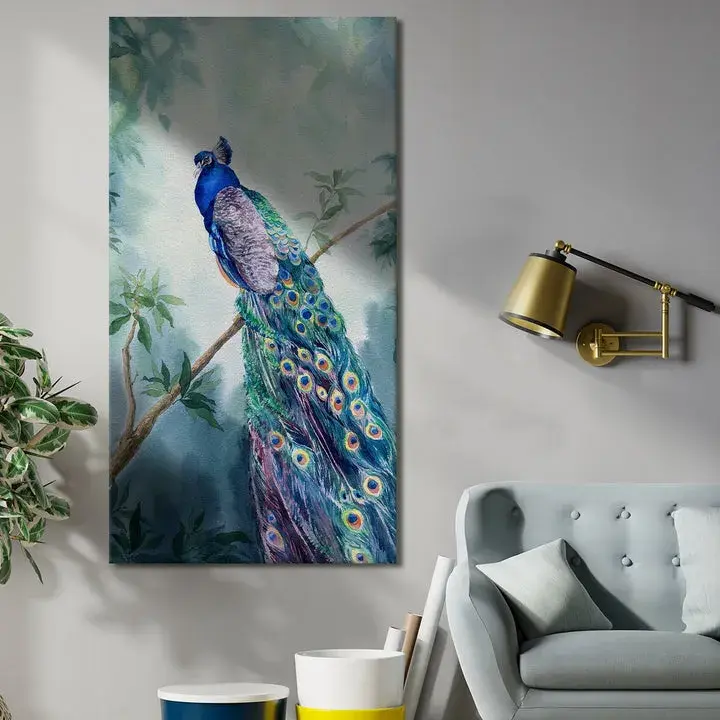Emerald Majesty – Peacock in Blooming Serenity