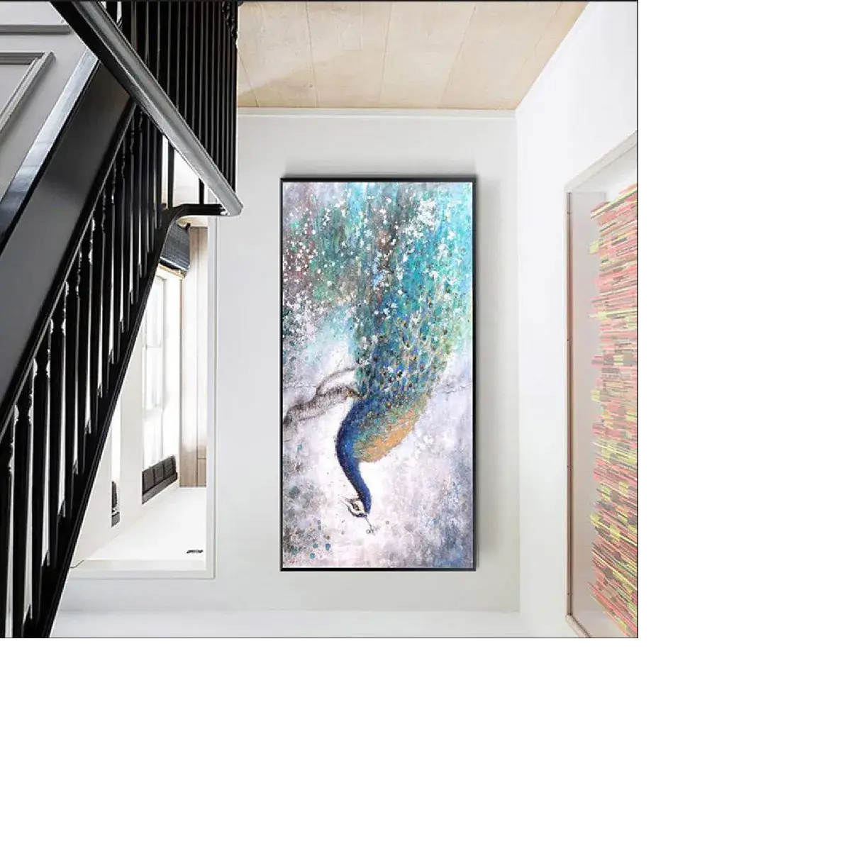 Peacock painting can be used as decoration for home and functions and can also be printed and used as a gift. 